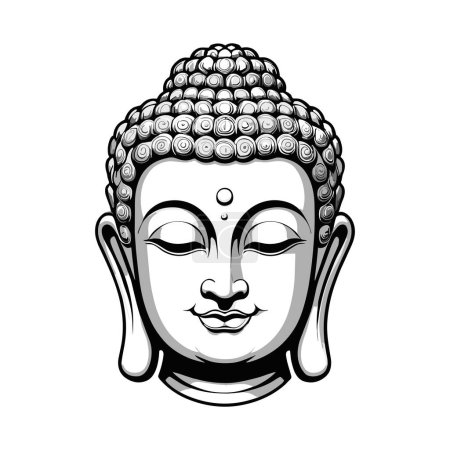 Serene Buddha Head Illustration