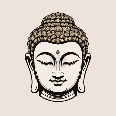 Illustration for Enlightenment Buddha Head Illustration - Royalty Free Image