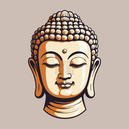 Ilustración de la cabeza de Buda iluminada