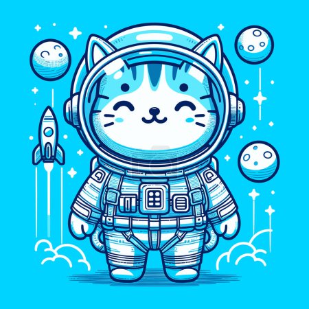 Blue Universe Explorer Astronaut Cat
