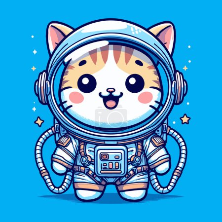 Ilustración de Tono azul Galaxy Explorer Astronauta Gato - Imagen libre de derechos