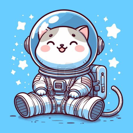 Blue Nebula Navigator Astronaut Cat