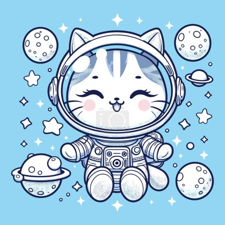 Téléchargez les illustrations : Meow céleste de l'astronaute en orbite Chat - en licence libre de droit