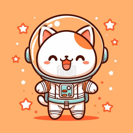 Ilustración de Odisea estelar de tono naranja del gato astronauta - Imagen libre de derechos