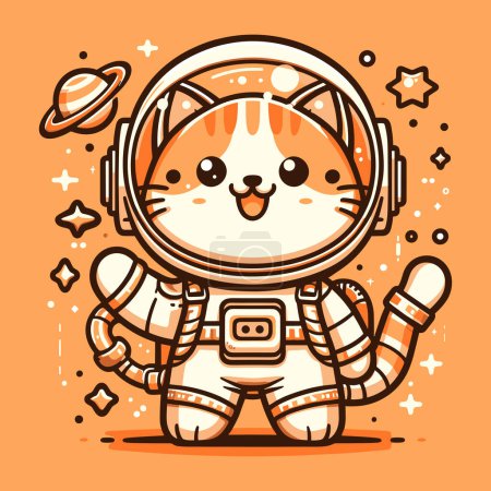 Orange Tone Stellar Odyssey of Astronaut Cat