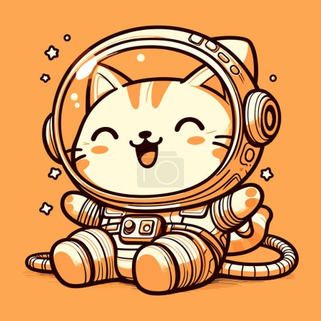 Ilustración de Las patas estelares del gato astronauta - Imagen libre de derechos