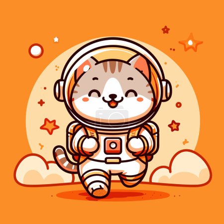 Space Explorer Cat on Orange Horizon