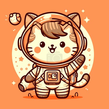 Ilustración de Universo naranja y el gato aventurero - Imagen libre de derechos