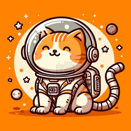 Gato orbital naranja en viaje cósmico