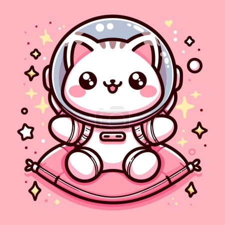 Celestial Explorer Astronaut Cat in Pink Tone