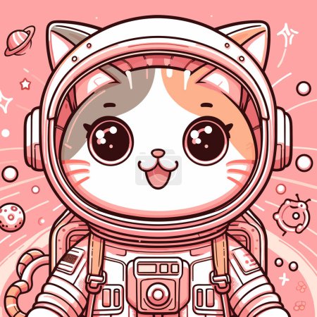 Ilustración de Pink Tone Stellar Quest of Astronaut Cat - Imagen libre de derechos