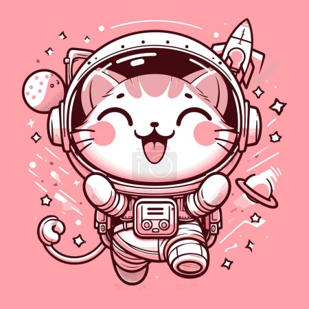 Astronauta Cat 's Pink Star Expedition