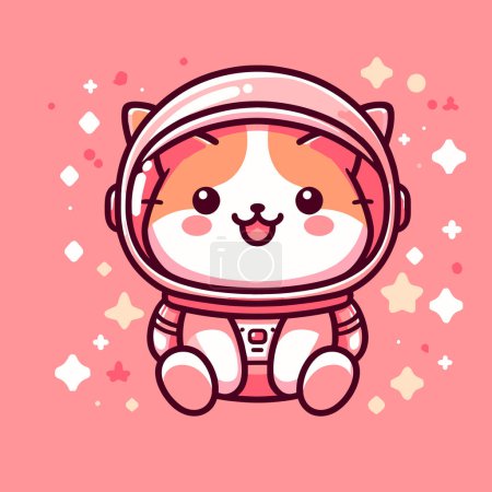 Ilustración de Space Explorer Cat con Horizonte Rosa - Imagen libre de derechos