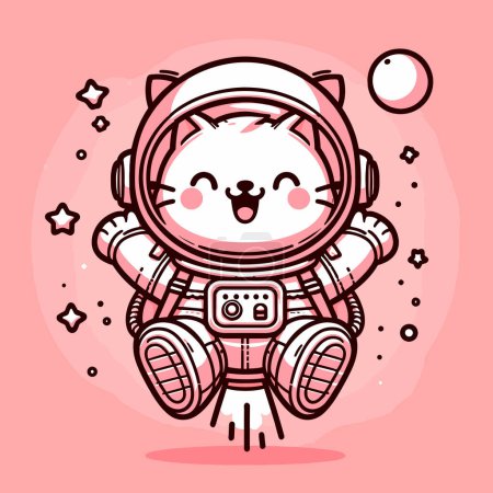 Téléchargez les illustrations : Odyssée spatiale d'un chat astronaute épique - en licence libre de droit
