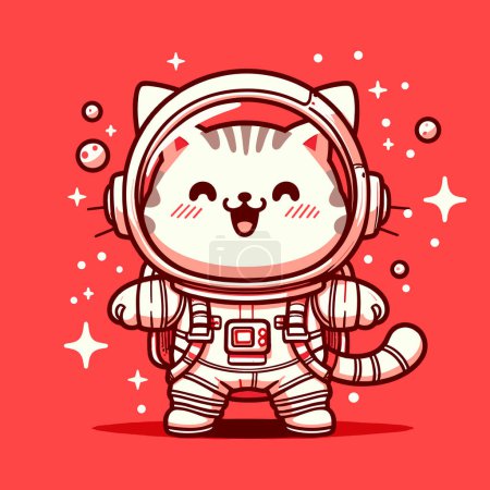 Astronaut Cat in Red Tone Galactic Trek