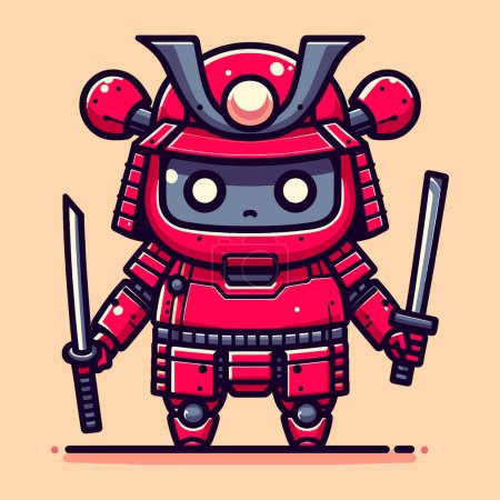 Chibi Red Robot Samurai Abenteuer