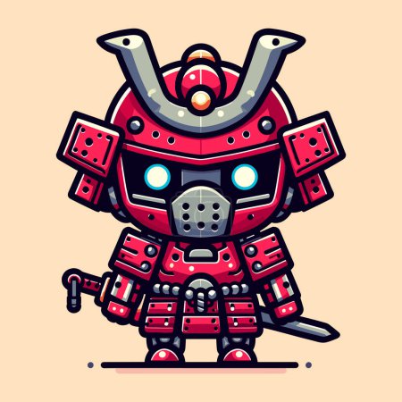 Entzückender Samurai-Roboter-Krieger