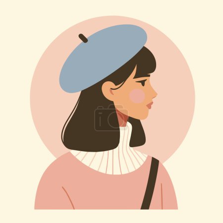 Pariser Poise-Frau mit Baskenmütze