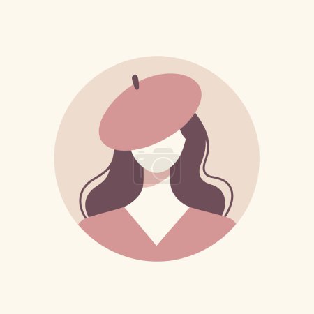 Silueta de una mujer con una boina en una ilustración vectorial