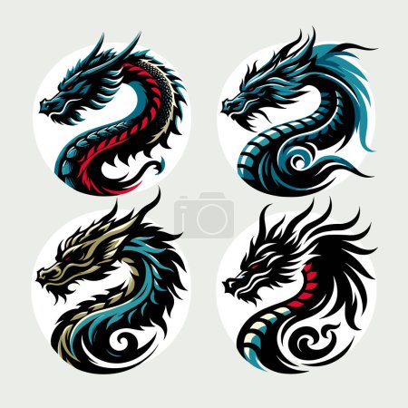 Illustration détaillée du dragon en format vectoriel.