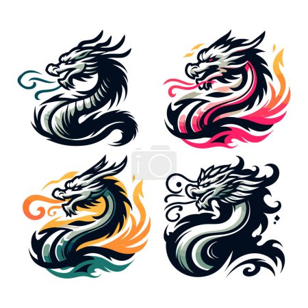 Detailed dragon illustration in vector format.