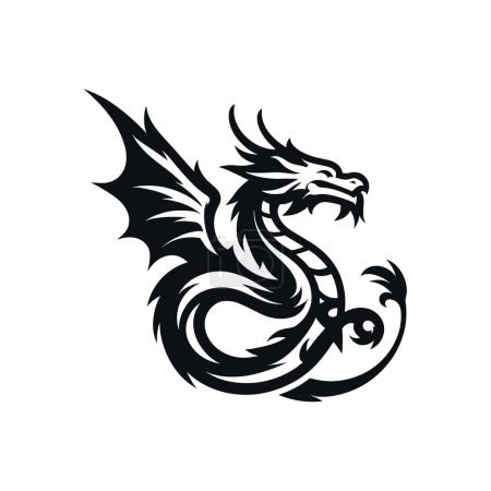 Ilustración de Minimalismo Dragón Logo Vector - Imagen libre de derechos