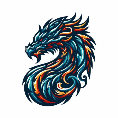 Ilustración de Diseño de dragón vibrante con muchos elementos intrincados. - Imagen libre de derechos