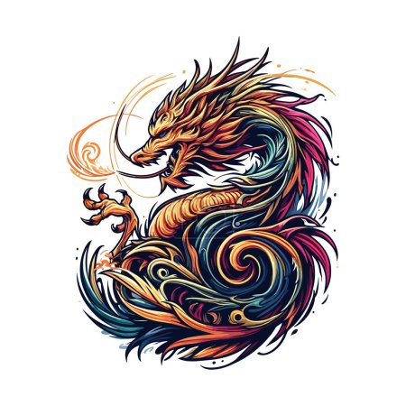Ilustración de Colorida ilustración de dragón con detalles intrincados. - Imagen libre de derechos