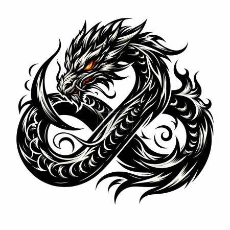 Ilustración de Logotipo de dragón detallado en colores vibrantes, formando una forma infinita. - Imagen libre de derechos