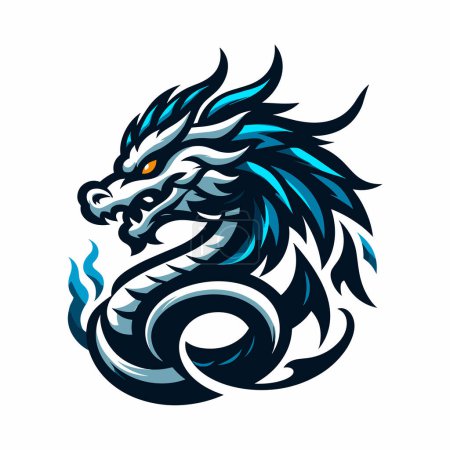 Ilustración de Logo de dragón detallado en colores brillantes. - Imagen libre de derechos