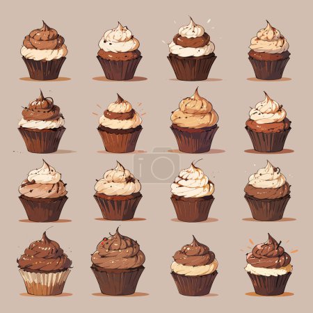 Luxurious Chocolate Cupcake Delight Collection Illustration