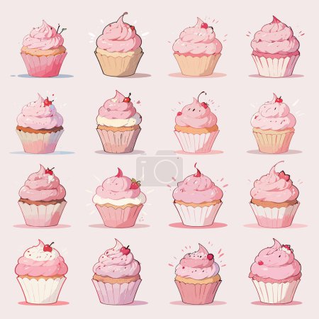 Pink Pastry Portraits in Vector Style
