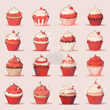 Sweets écarlates Cupcake Vector Designs