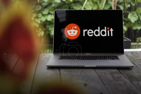 Photo for WROCLAW, POLAND - SEPTEMBER 14, 2023:Reddit logo, American social news aggregation, content rating, and discussion website, displayed on a MacBook Pro screen - Royalty Free Image