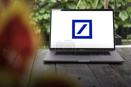 Photo for WROCLAW, POLAND - NOVEMBER 26, 2023:Deutche Bank logo, German multinational investment bank and financial services company, displayed on MacBook Pro screen - Royalty Free Image