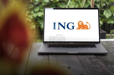 Photo for WROCLAW, POLAND - NOVEMBER 26, 2023:ING logo, Dutch multinational banking and financial services, displayed on MacBook Pro screen - Royalty Free Image