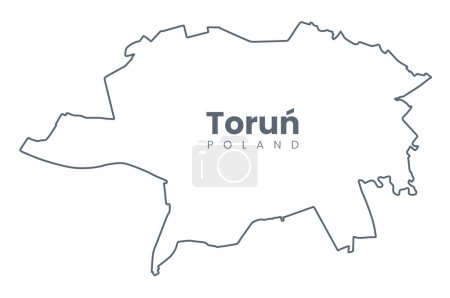 Téléchargez les illustrations : Carte de Torun, une ville dans le centre-nord de la Pologne et un site du patrimoine mondial de l'UNESCO - Frontières urbaines Torun carte. Version légère course. - en licence libre de droit