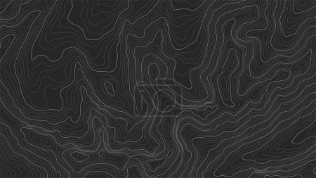 Ilustración vectorial totalmente editable y escalable del mapa topográfico sobre un fondo oscuro. Grande como fondo abstracto.