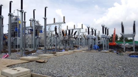Photo for 115kV Switchyard: Air Insulated Substation and Hybrid switchgear  Installation - Royalty Free Image