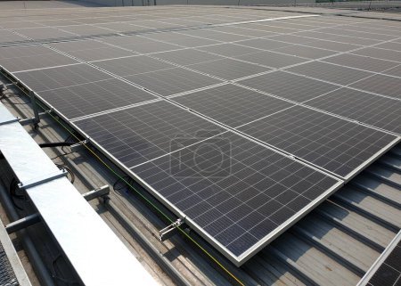 Photo for Solar Rooftop after installation on the factory roof. - Royalty Free Image
