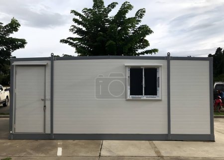 Photo for Mobile office buildings or container site office for construction site. - Royalty Free Image