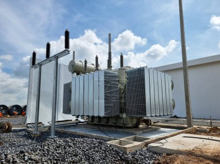 Photo for Construction of Substation,115kv-22kV Power transformer Installation in the switchyard area - Royalty Free Image