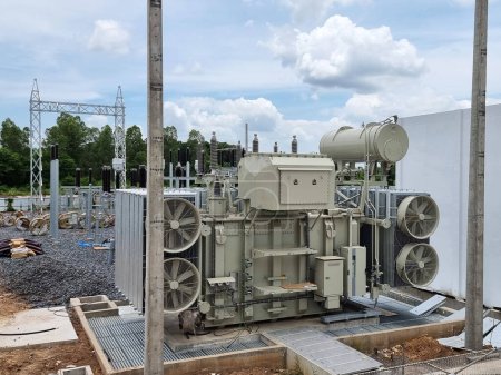 Photo for Construction of Substation,115kv-22kV Power transformer Installation in the switchyard area - Royalty Free Image