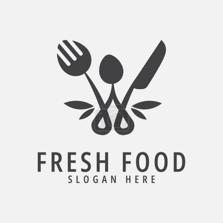 Illustration for Fresh food logo design inspiration with spoon, knife and fork vector illustration - Royalty Free Image