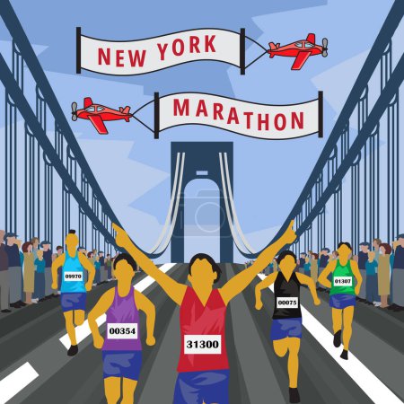 Ilustración de I Will Give You An Amazing Vintage Posters Designs, cartel de la ciudad de Nueva York maratón - Imagen libre de derechos