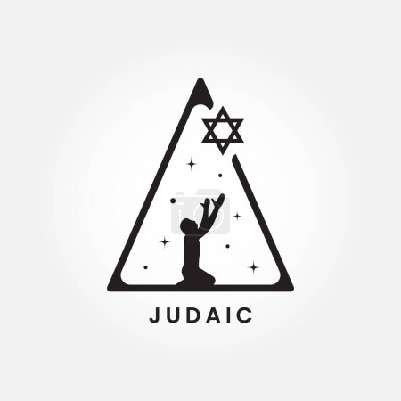 Téléchargez les illustrations : Israël symbole du judaïsme religieux. Illustration vectorielle hexagramme - en licence libre de droit