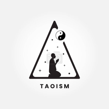 Téléchargez les illustrations : Icône du taoïsme. Taoïsme linéaire mince icône de contour isolé sur fond blanc de la collection religion - en licence libre de droit