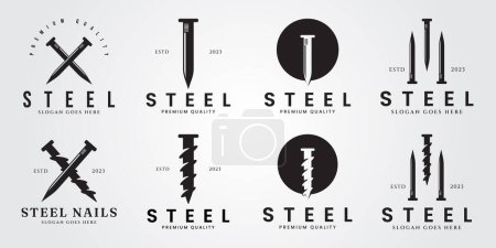 ensemble de clous faisceau logo en acier icône symbole vectoriel illustration conception