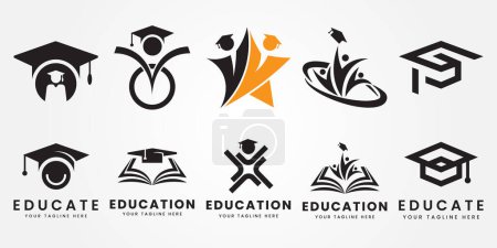 set bundle educación logo icono diseño vector ilustración