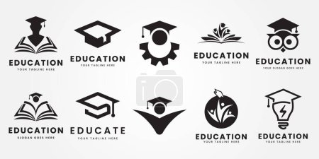 set bundle educación logo icono diseño vector ilustración